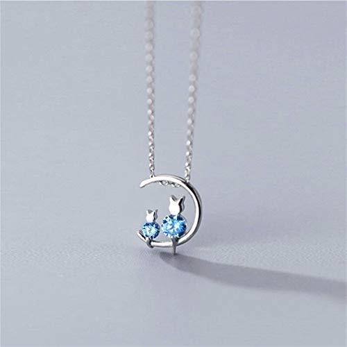【並行輸入品】HXSZWJJ Trendy Silver Color Moon Cat Necklaces For Women Jewelry_7