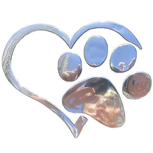 【並行輸入品】LZLRUN 2Pcs 3D Chrome Dog Paw Footprint with Peach Heart Stickerの画像