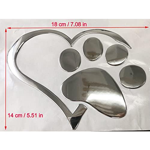 【並行輸入品】LZLRUN 2Pcs 3D Chrome Dog Paw Footprint with Peach Heart Stickerの画像