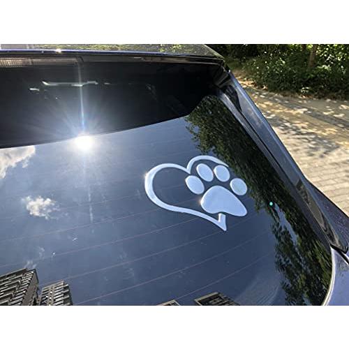 【並行輸入品】LZLRUN 2Pcs 3D Chrome Dog Paw Footprint with Peach Heart Stickerの画像