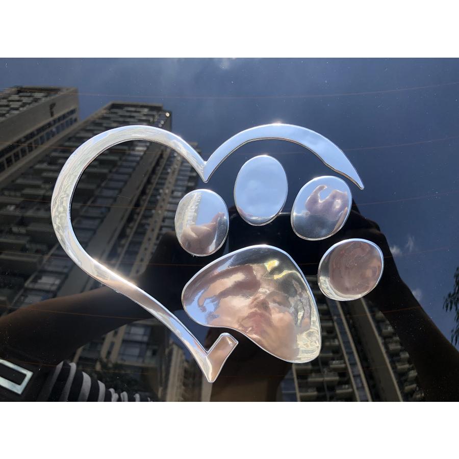 【並行輸入品】LZLRUN 2Pcs 3D Chrome Dog Paw Footprint with Peach Heart Stickerの画像