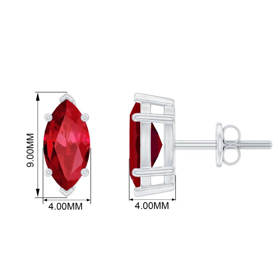 【並行輸入品】8x4 mm Marquise Cutは、Ruby Solitaire Stud Earringを作成しました, 14Kイエローゴの画像
