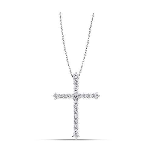 【並行輸入品】Belantina 1/4 カラット ダイヤモンド クロス ペンダント ネックレス 女性用 14K ホワイトとイエローゴールド 1の画像