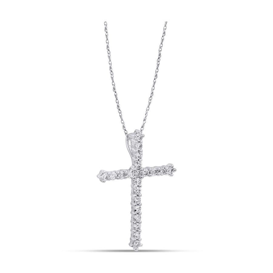 【並行輸入品】Belantina 1/4 カラット ダイヤモンド クロス ペンダント ネックレス 女性用 14K ホワイトとイエローゴールド 1の画像