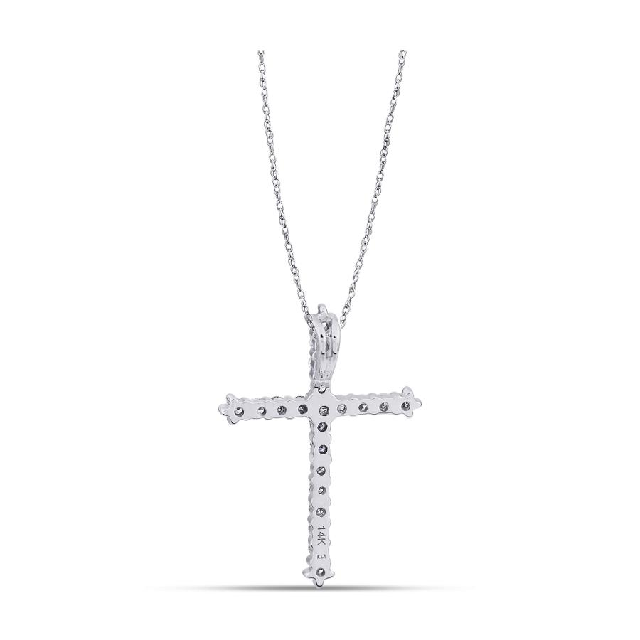 【並行輸入品】Belantina 1/4 カラット ダイヤモンド クロス ペンダント ネックレス 女性用 14K ホワイトとイエローゴールド 1の画像