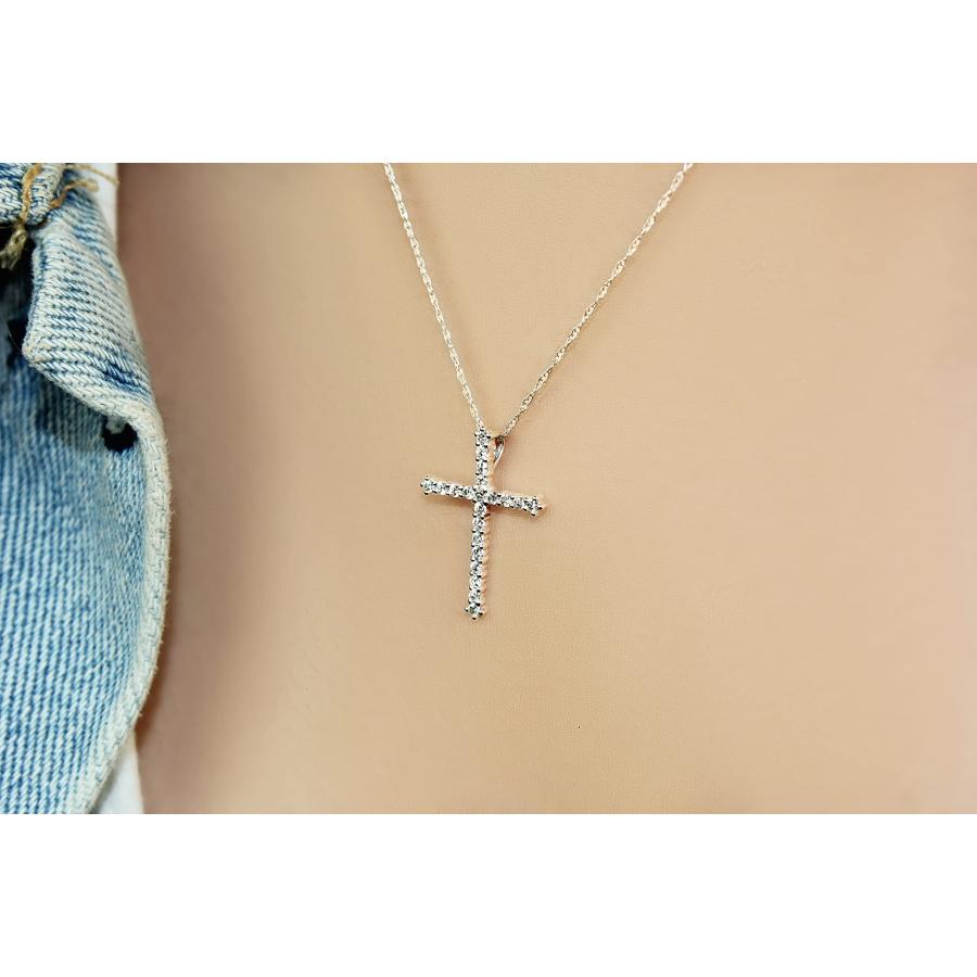 【並行輸入品】Belantina 1/4 カラット ダイヤモンド クロス ペンダント ネックレス 女性用 14K ホワイトとイエローゴールド 1の画像