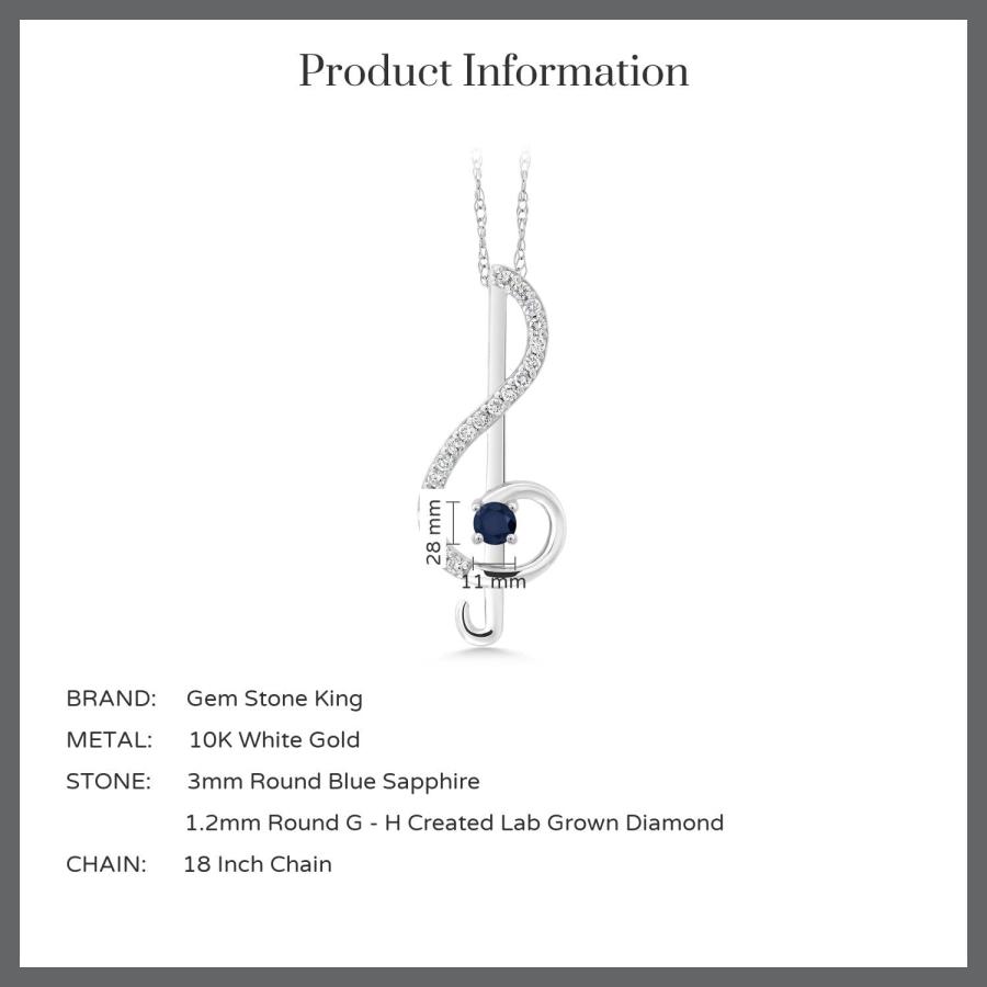 【並行輸入品】[Gem Stone King] 0.3カラット 天然 サファイア ネックレス レディース ラボグロウンダイヤモンド 10金 ホワの画像