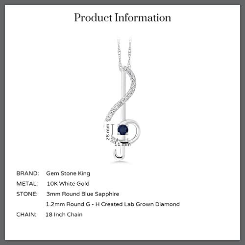 【並行輸入品】[Gem Stone King] 0.3カラット 天然 サファイア ネックレス レディース ラボグロウンダイヤモンド 10金 ホワの画像