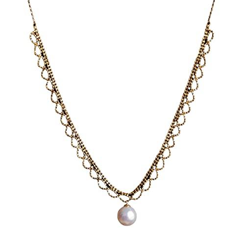 【並行輸入品】18K Solid Yellow Gold Jewelry(AU750) Women Lace Necklace Chokerの画像