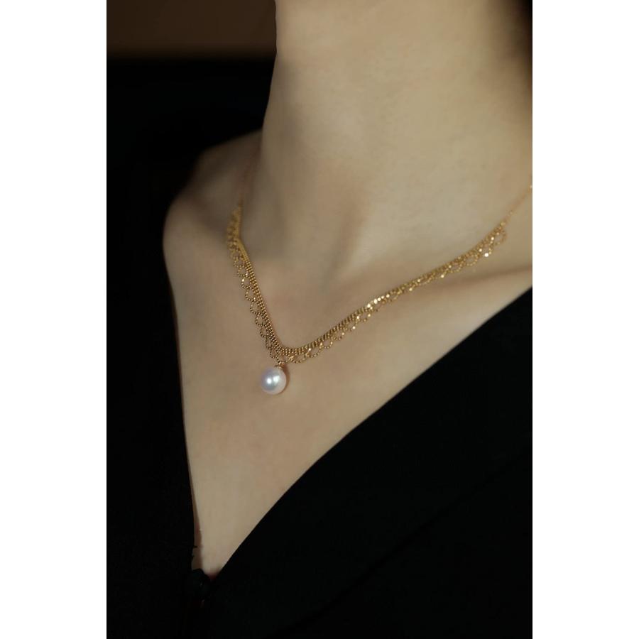 【並行輸入品】18K Solid Yellow Gold Jewelry(AU750) Women Lace Necklace Chokerの画像