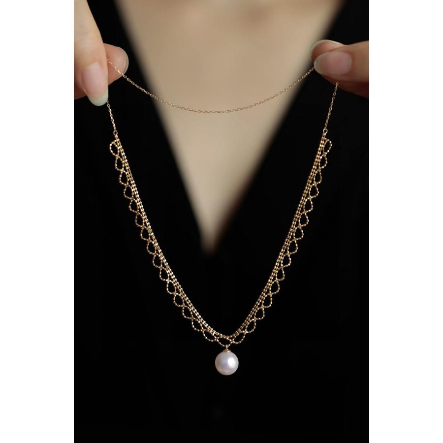 【並行輸入品】18K Solid Yellow Gold Jewelry(AU750) Women Lace Necklace Chokerの画像
