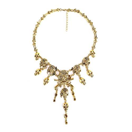 【並行輸入品】Generic Skull Statement Necklace Punk Gothic Skull Tassel Bone C_1
