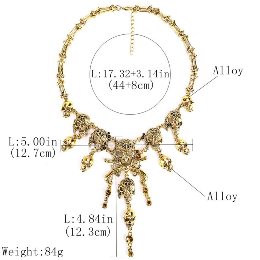 【並行輸入品】Generic Skull Statement Necklace Punk Gothic Skull Tassel Bone C_6