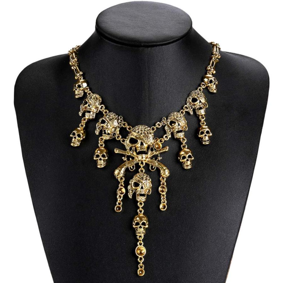 【並行輸入品】Generic Skull Statement Necklace Punk Gothic Skull Tassel Bone C_9