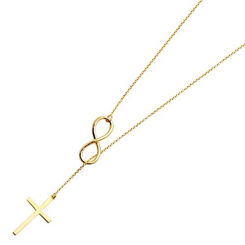 【並行輸入品】14K Gold Chain Necklace | Yellow Gold Cross Necklaces Infinity Lの画像