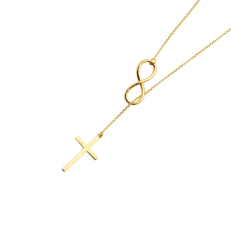 【並行輸入品】14K Gold Chain Necklace | Yellow Gold Cross Necklaces Infinity Lの画像