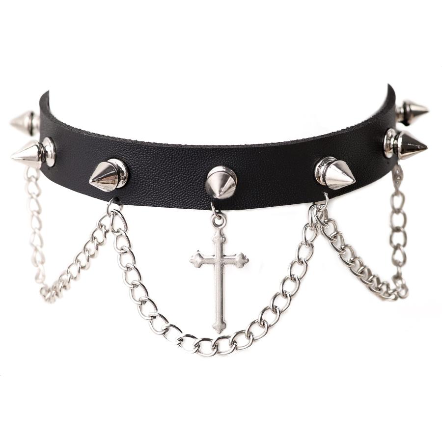 並行輸入品】SACINA ゴシック パンク ブラック クロス チョーカー