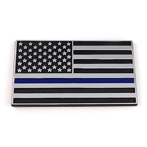 【並行輸入品】Thin Blue line USA Police Flag Black Chrome Plastic car Track Emの画像