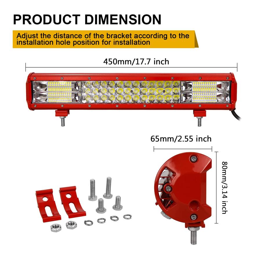 【並行輸入品】Willpower 17 Inch 252W LED Light Bar Red with Wiring Harness LED_3