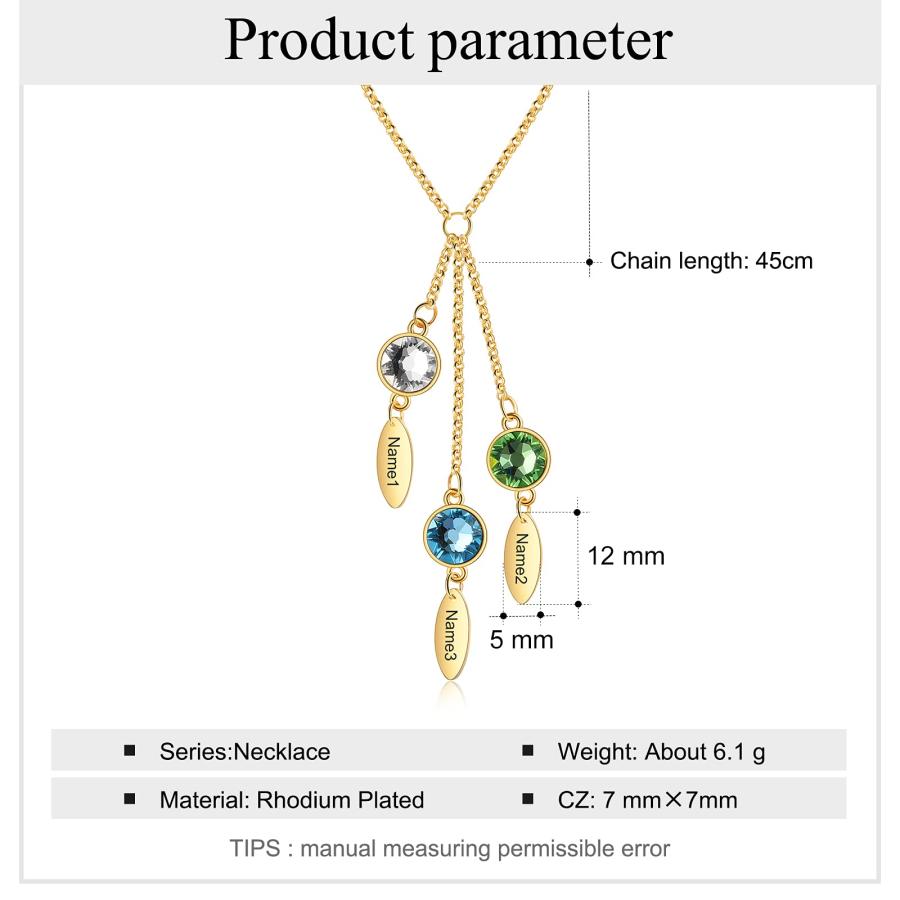 【並行輸入品】Jeweidea Personalized Drop Pendant Necklace with 1 6 Round Simul