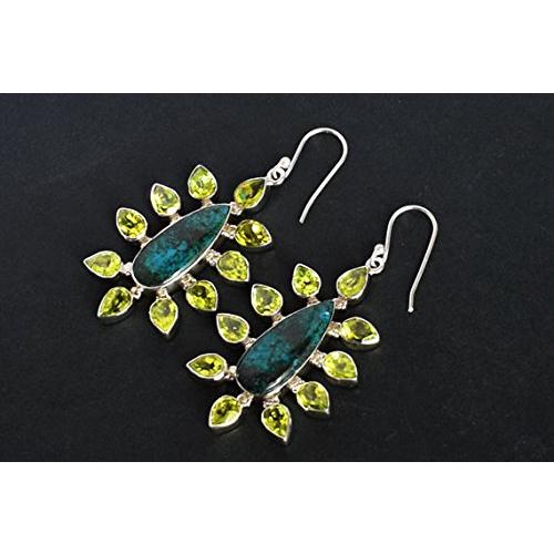 【並行輸入品】Ravishing Impressions Chrysocolla & Peridot Gemstone 925 Solid Sの画像