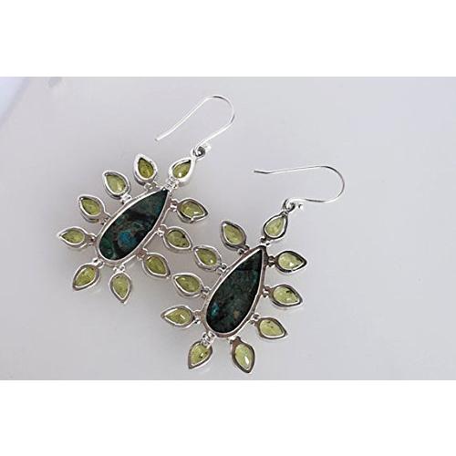 【並行輸入品】Ravishing Impressions Chrysocolla & Peridot Gemstone 925 Solid Sの画像