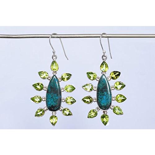 【並行輸入品】Ravishing Impressions Chrysocolla & Peridot Gemstone 925 Solid Sの画像