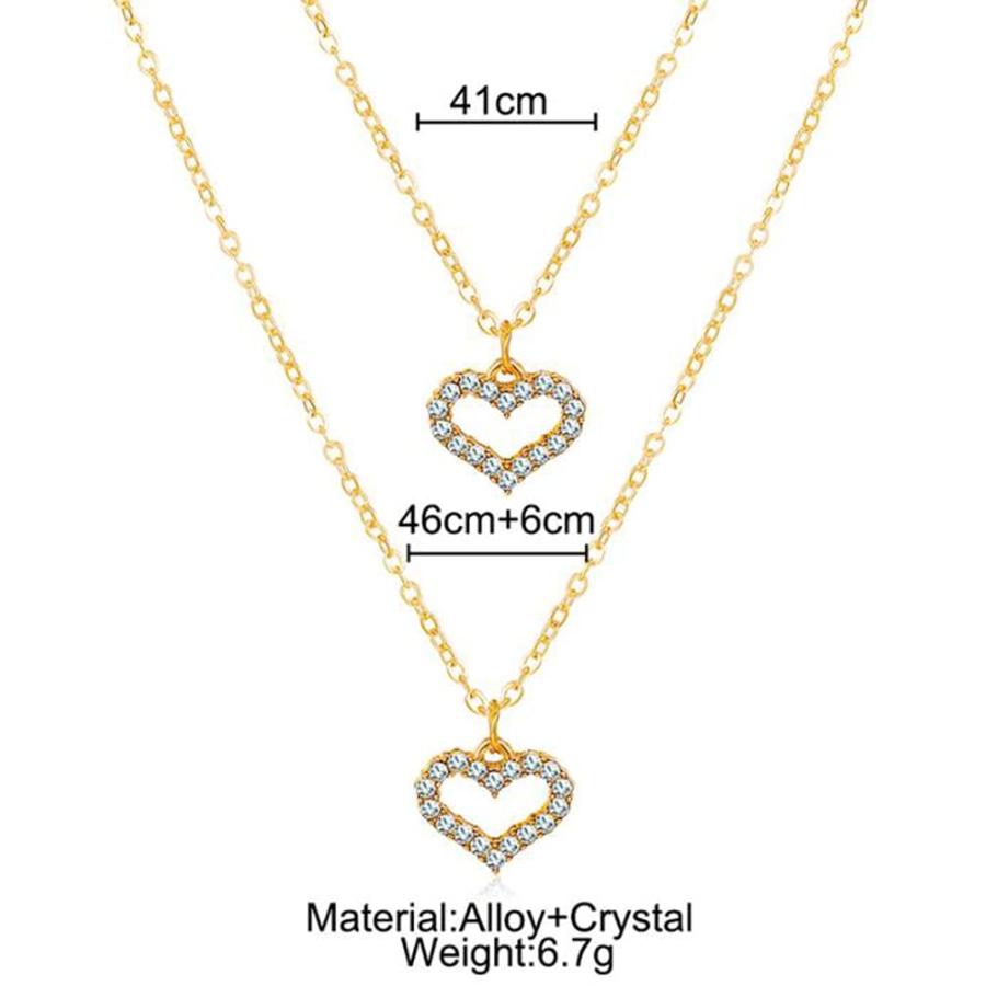 【並行輸入品】Double Layered Heart Chain Choker Necklace Dainty Love Heart Pen_3