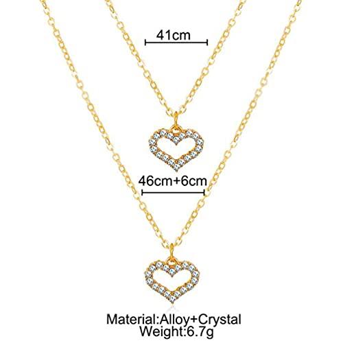 【並行輸入品】Double Layered Heart Chain Choker Necklace Dainty Love Heart Pen_4