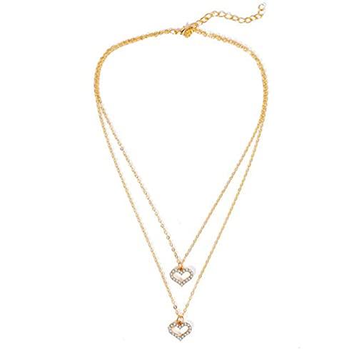 【並行輸入品】Double Layered Heart Chain Choker Necklace Dainty Love Heart Pen_7