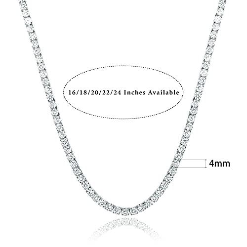 【並行輸入品】Gemsme 18K ホワイトゴールドメッキ 4.0mm ラウンドキュービックジルコニア クラシックテニスネックレス 16/18/_6