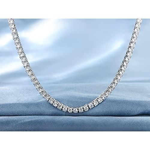 【並行輸入品】Gemsme 18K ホワイトゴールドメッキ 4.0mm ラウンドキュービックジルコニア クラシックテニスネックレス 16/18/_9