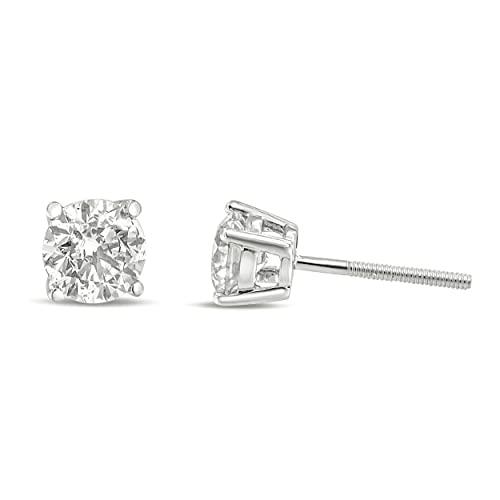 【並行輸入品】14Kゴールド 1/2 1.0カラット 人工ダイヤモンド 4本爪 クラシック ソリティア スタッドイヤリング (VVS2 VS1クの画像