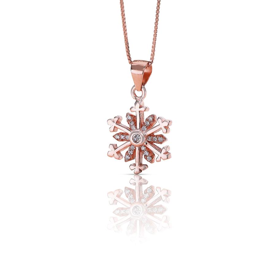【並行輸入品】Toyledo 18K Rose Gold Plated Winter Snowflake Pendant Necklace,