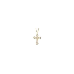 【並行輸入品】Jewelili ゴールドメッキシルバー&スターリングシルバー 1/5カラット 天然ホワイトラウンドダイヤモンド クロスペンダント_2