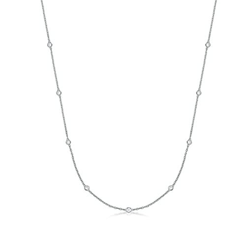 【並行輸入品】Lavari Jewelers レディース 1カラット 人工栽培ダイヤモンド ヤード別ネックレス 925スターリングシルバー 長さの画像