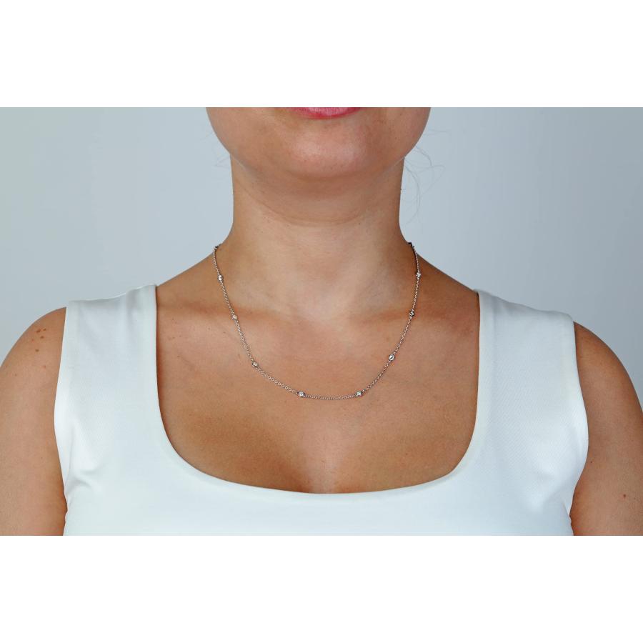 【並行輸入品】Lavari Jewelers レディース 1カラット 人工栽培ダイヤモンド ヤード別ネックレス 925スターリングシルバー 長さの画像