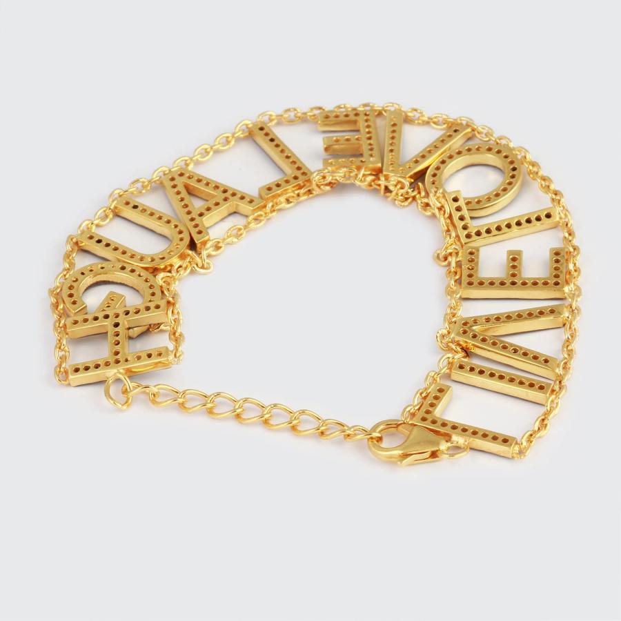 【並行輸入品】Real Diamond Adjustable LIVE LOVE LAUGH 925 Sterling Silver Linkの画像