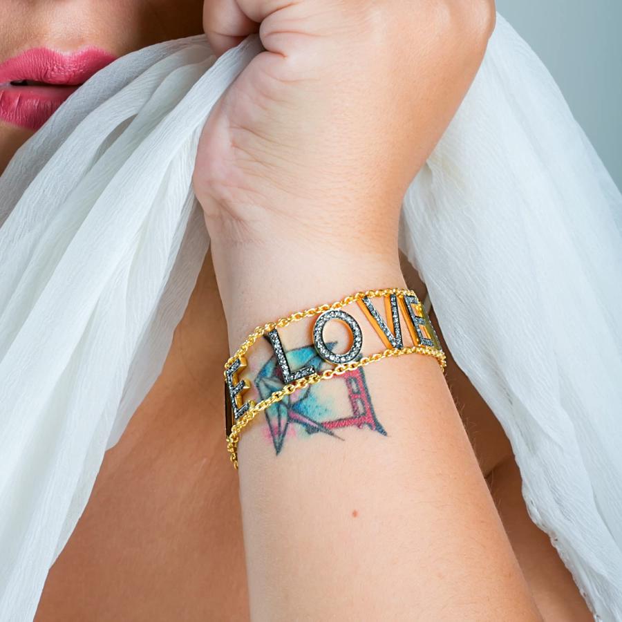 【並行輸入品】Real Diamond Adjustable LIVE LOVE LAUGH 925 Sterling Silver Linkの画像