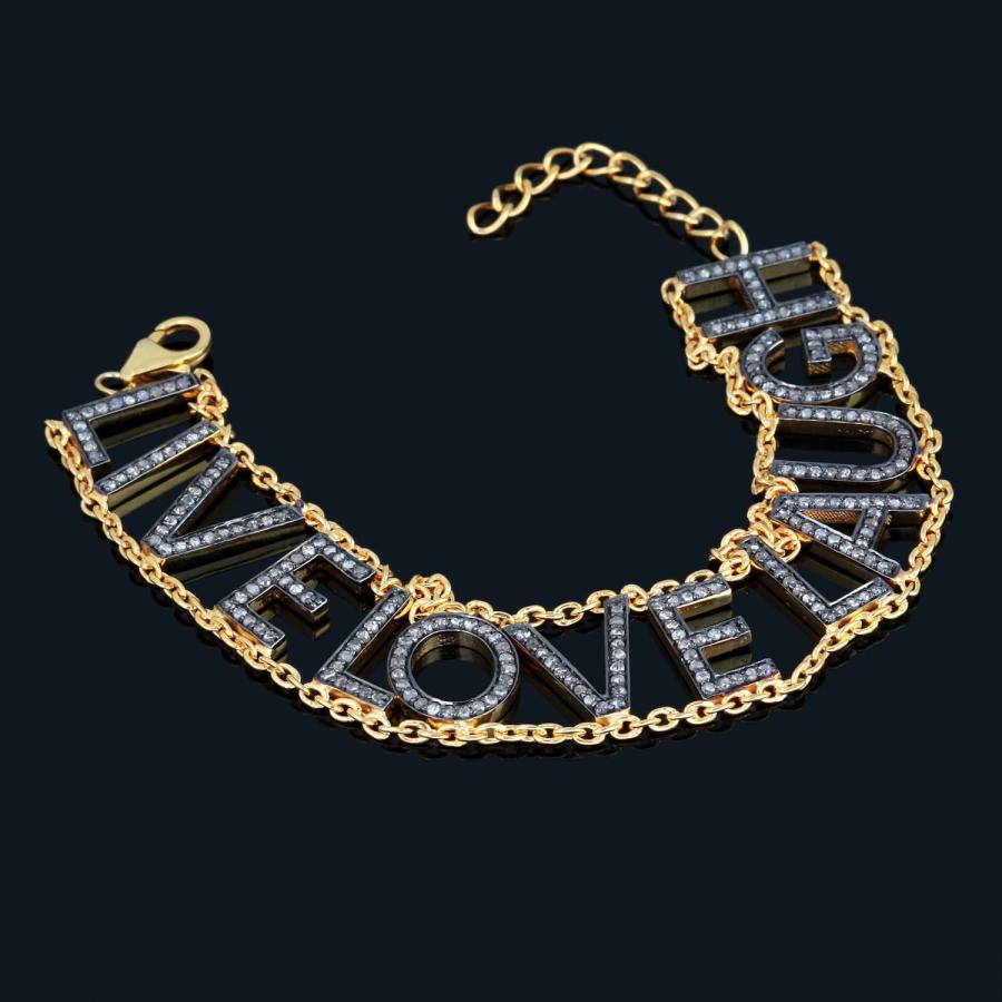 【並行輸入品】Real Diamond Adjustable LIVE LOVE LAUGH 925 Sterling Silver Linkの画像