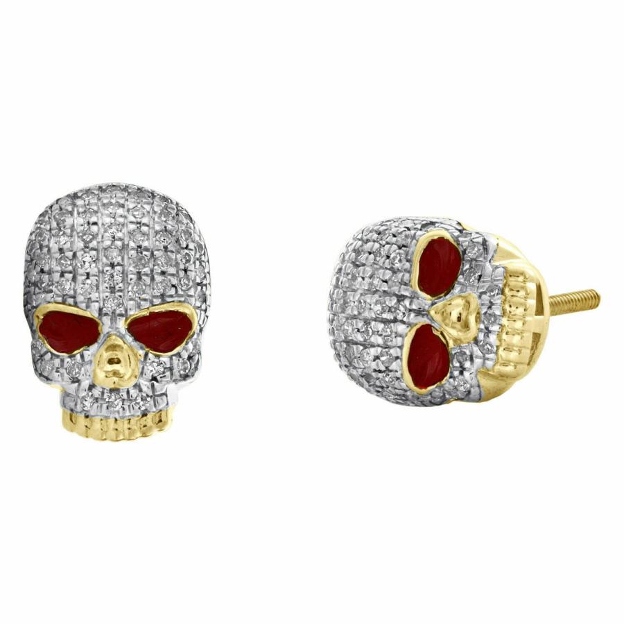 【並行輸入品】AryanJewels ラウンドカット ホワイトダイヤモンド 14K イエローゴールド仕上げ 925スターリングシルバー ハロウィの画像