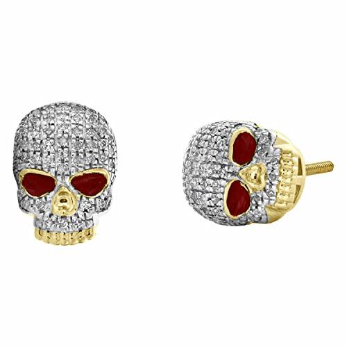 【並行輸入品】AryanJewels ラウンドカット ホワイトダイヤモンド 14K イエローゴールド仕上げ 925スターリングシルバー ハロウィの画像