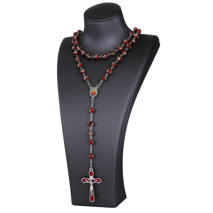 【並行輸入品】diyalo 七宝 数珠 ロザリオネックレス カトリック INRI 十字架 聖母エルサレムメダル， 七宝焼き， 七宝焼き diya