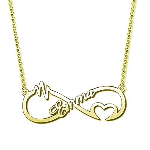 【並行輸入品】Ayafee Name Necklace Personalized 10K 14K 18K Gold Infinity Custの画像