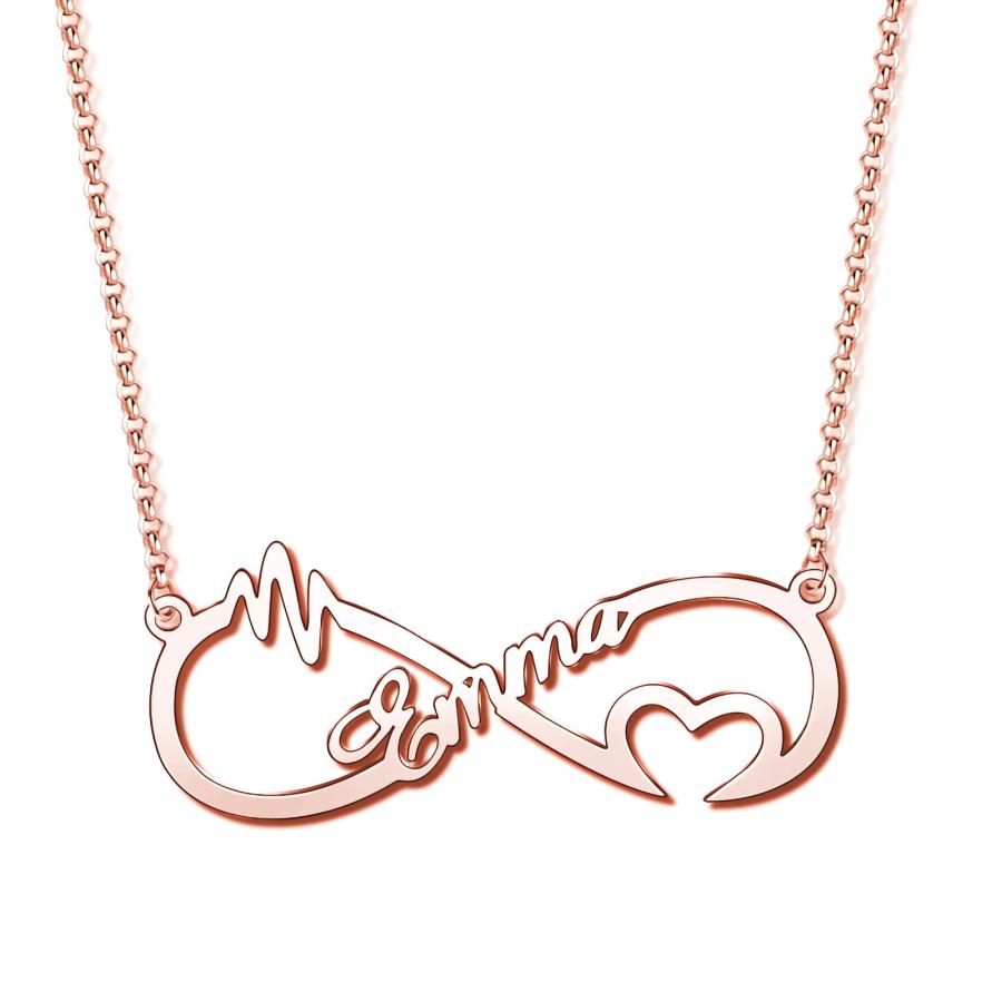 【並行輸入品】Ayafee Name Necklace Personalized 10K 14K 18K Gold Infinity Custの画像