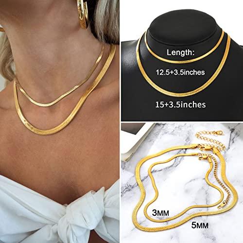 【並行輸入品】FOCALOOK Link Layered Necklaces Gold Layering Snake Chain Choker_7