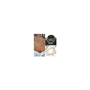 【並行輸入品】FOCALOOK Link Layered Necklaces Gold Layering Snake Chain Choker_8