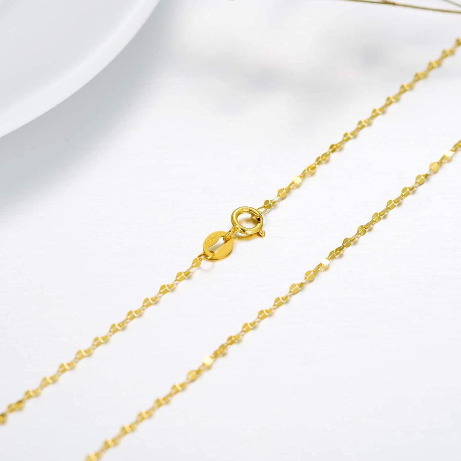 【並行輸入品】10K ソリッドゴールド ミラーチェーンネックレス 1.8mm 上品 イエローゴールド イタリアンミラーリンクチェーンネックレスの画像
