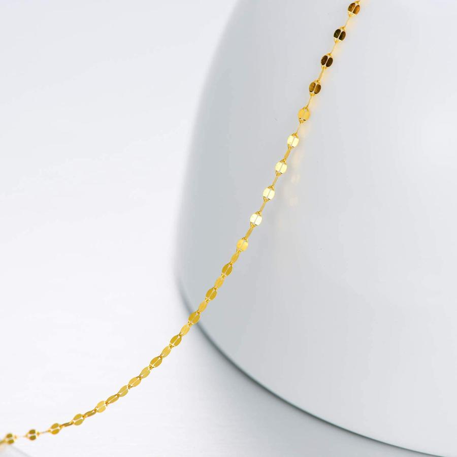 【並行輸入品】10K ソリッドゴールド ミラーチェーンネックレス 1.8mm 上品 イエローゴールド イタリアンミラーリンクチェーンネックレスの画像