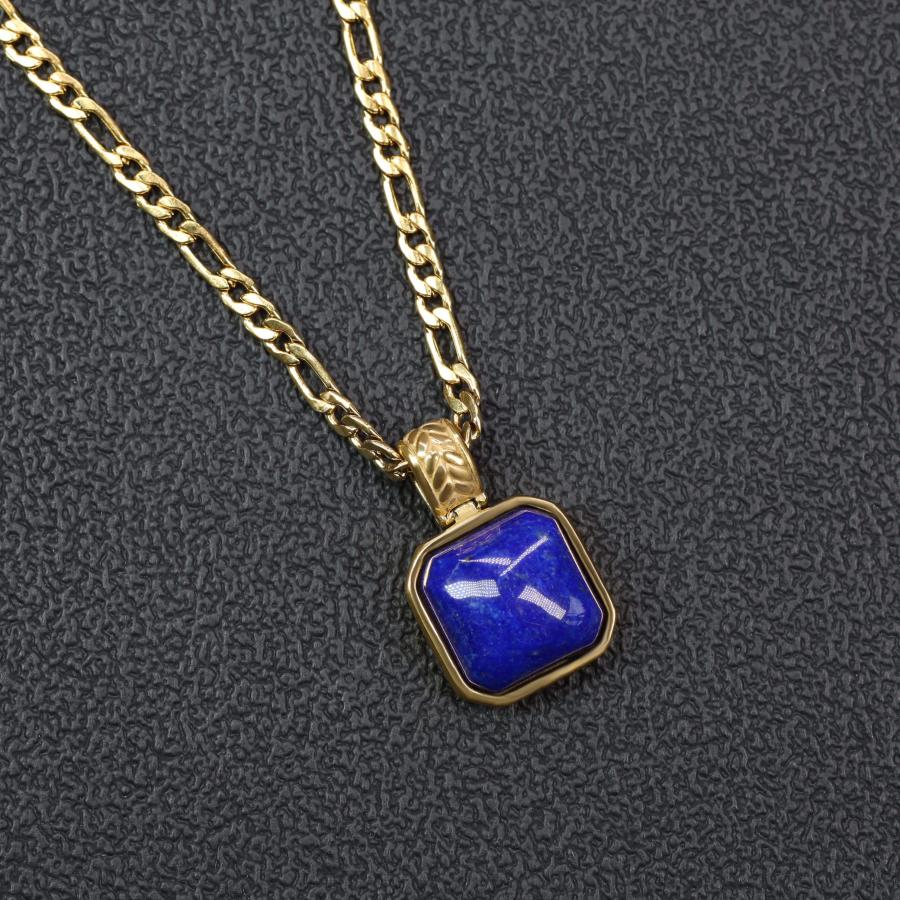 【並行輸入品】COAI フィガロチェーン スクエア ヒーリングクリスタルネックレス, ストーン, ブルー ラピスラズリ COAI Figaroの画像